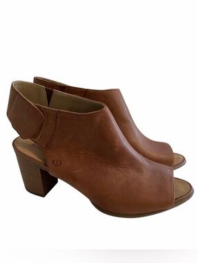 Josef Seibel "Bonnie" Brown Leather Open Toe Block Heel Bootie 41(10-10.5) NEW